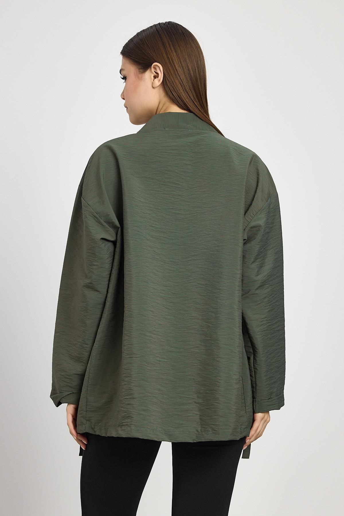 Haki Cep Detay Kimono 4194A