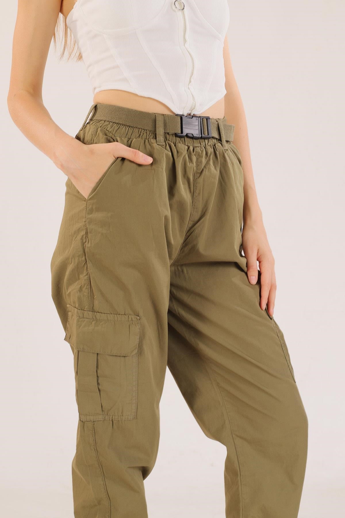 Haki Kemer Detay Paraşüt Pantolon 5031