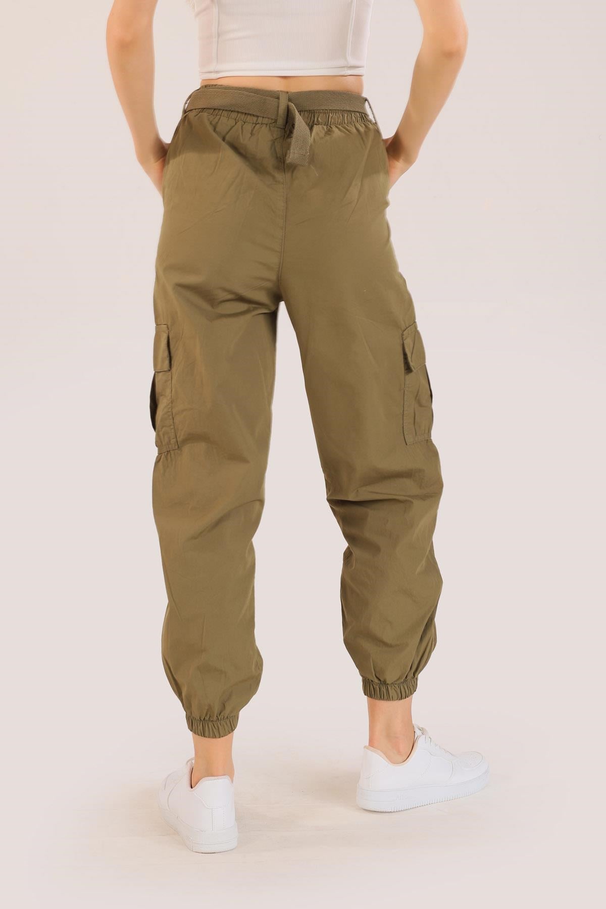 Haki Kemer Detay Paraşüt Pantolon 5031