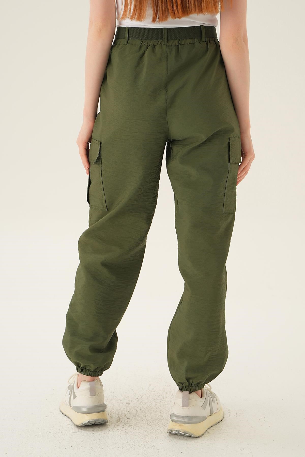 Haki Kemerli Paraşüt Pantolon 6888A