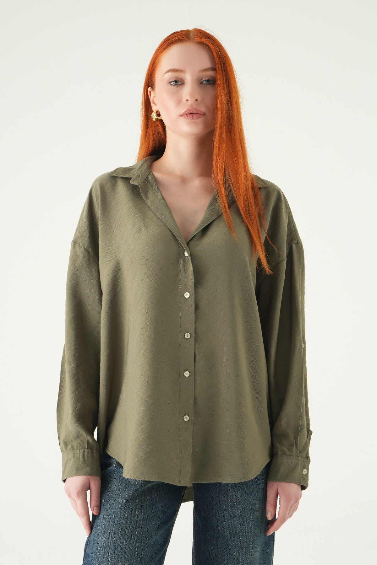 Haki Oversize Gömlek 2893