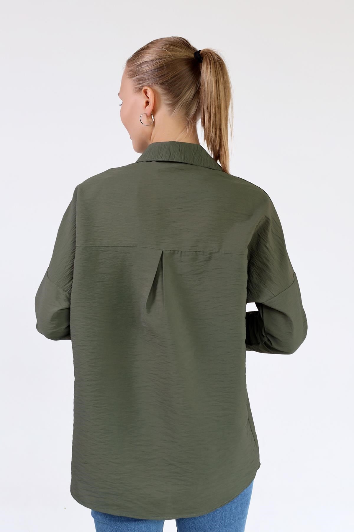 Haki Oversize Klasik Gömlek 4305A