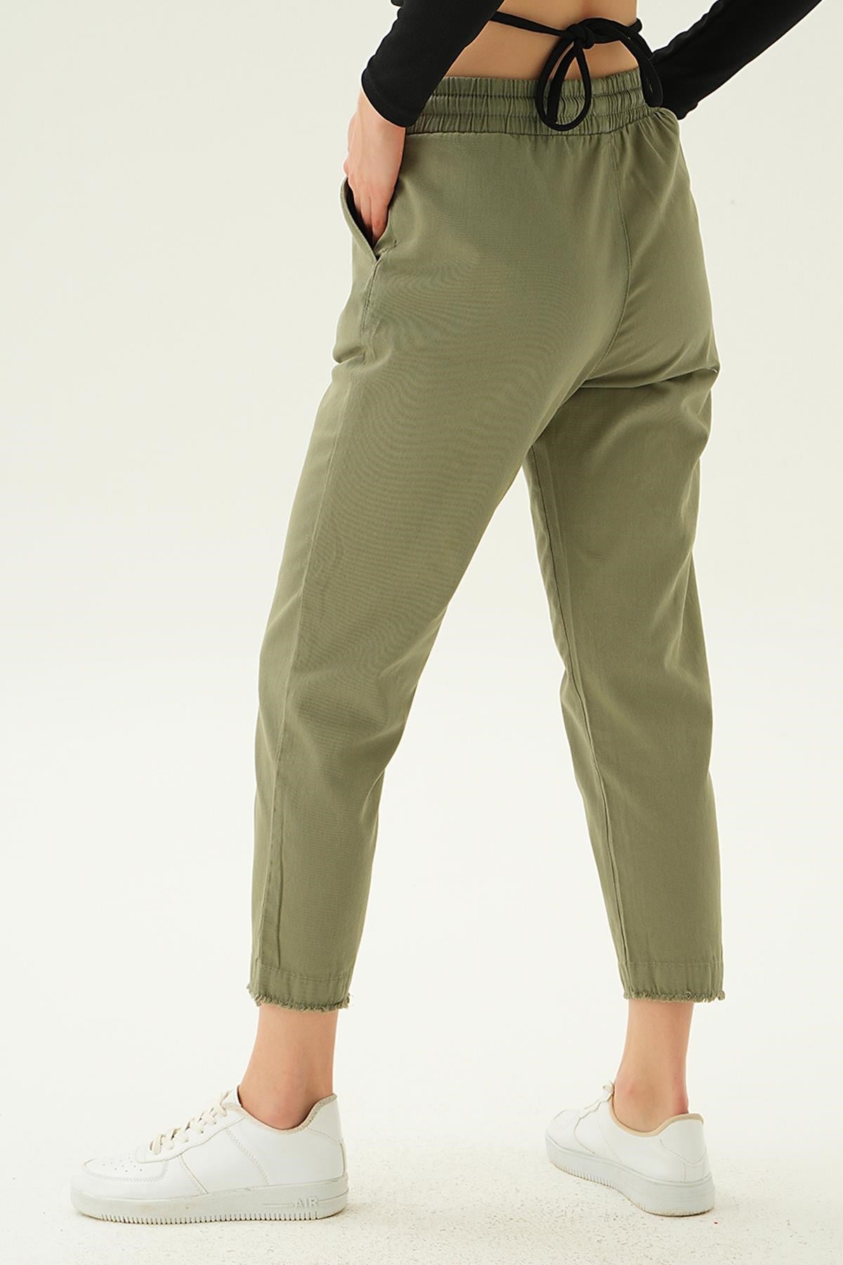 Haki Paça Püskül Pantolon 4228