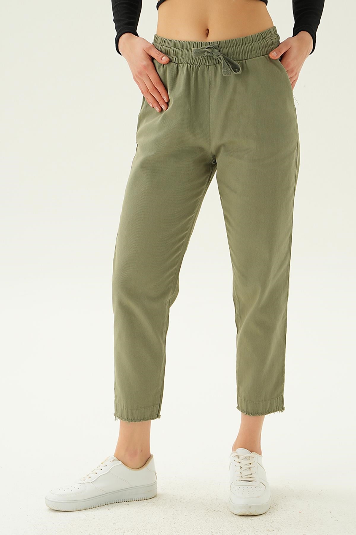 Haki Paça Püskül Pantolon 4228