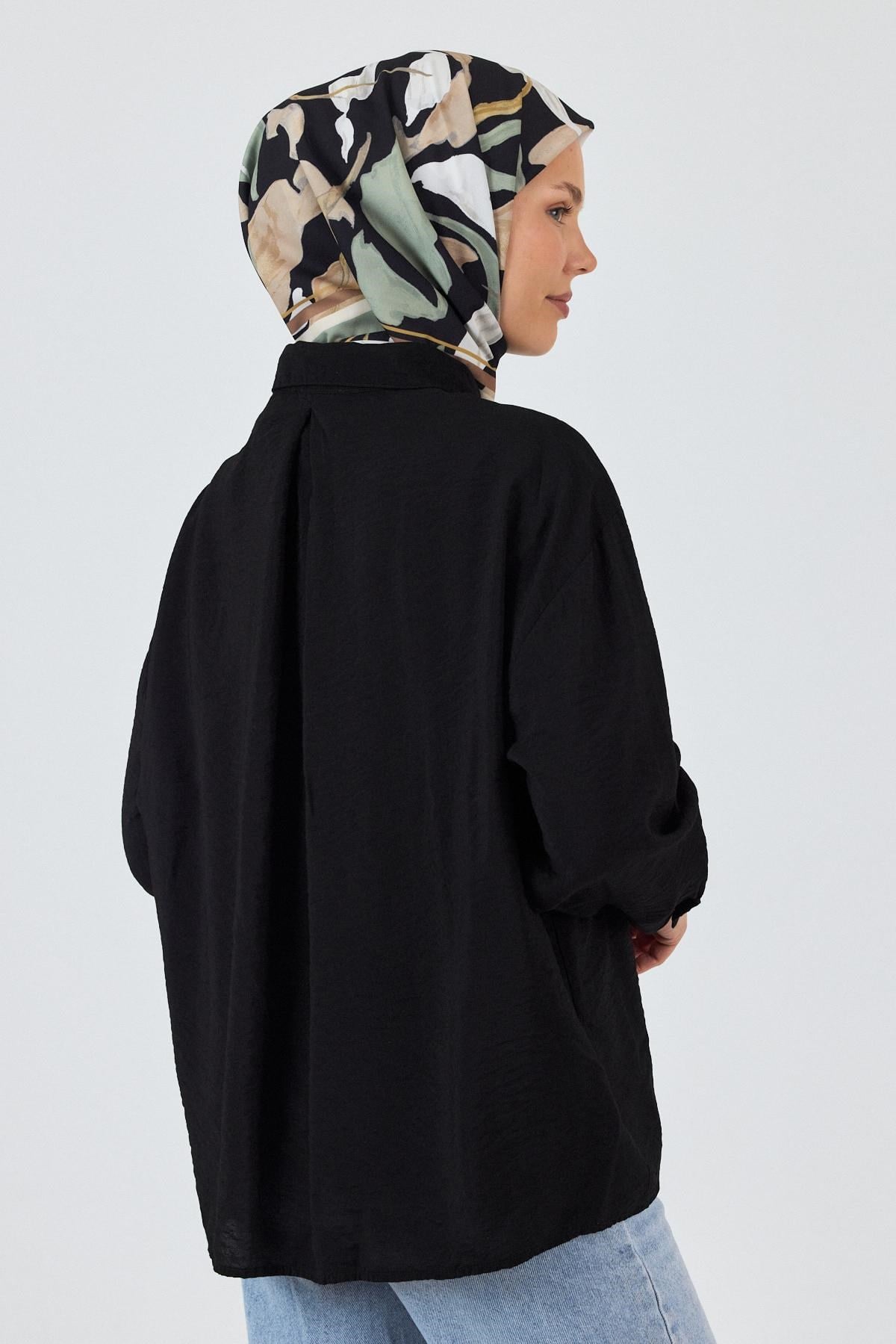 Haki Yaprak Desenli Eşarp 3004
