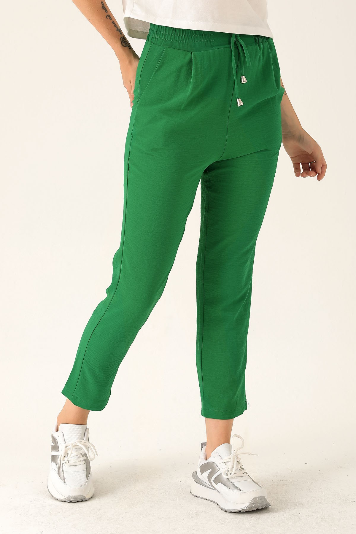 Havuç Bayan Pantolon - 6530A Benetton Yeşili