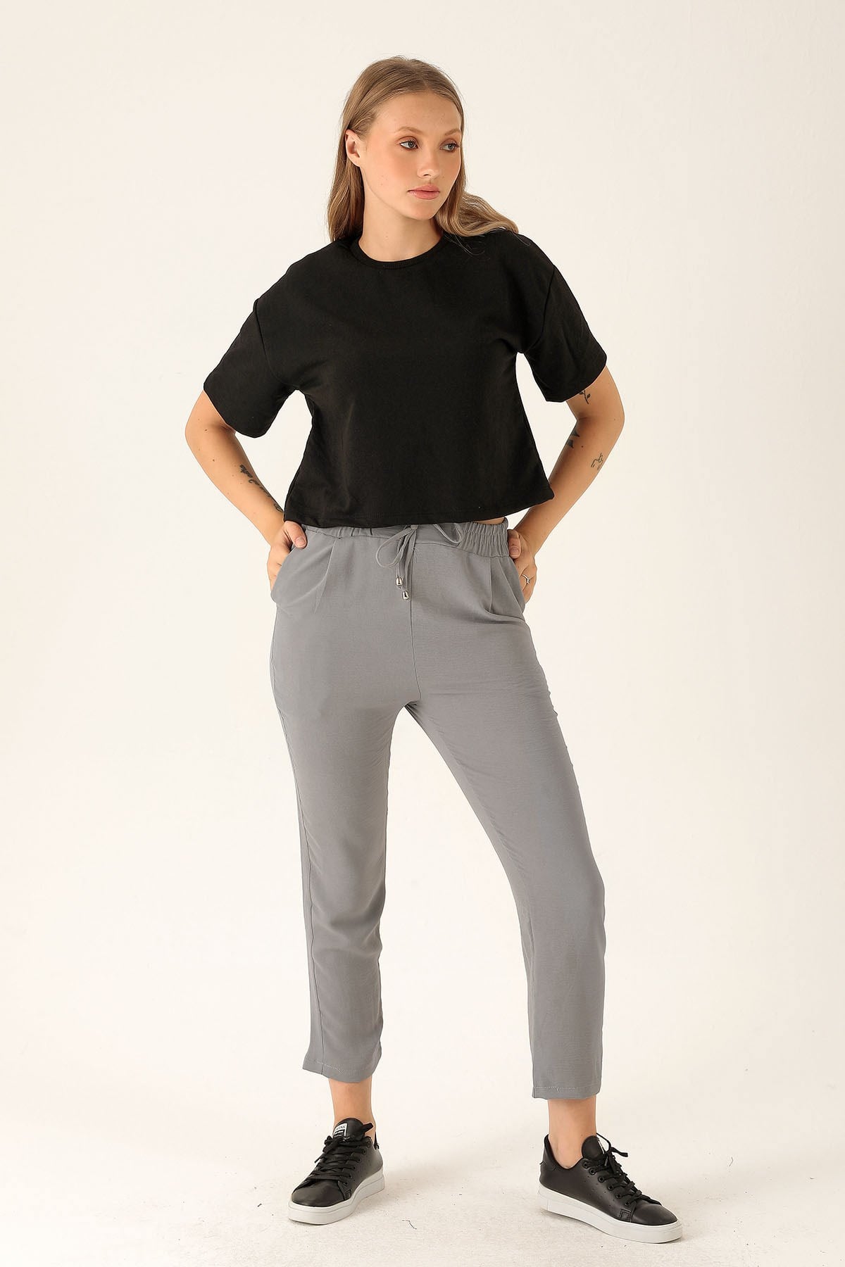 Havuç Bayan Pantolon - 6530A Gri