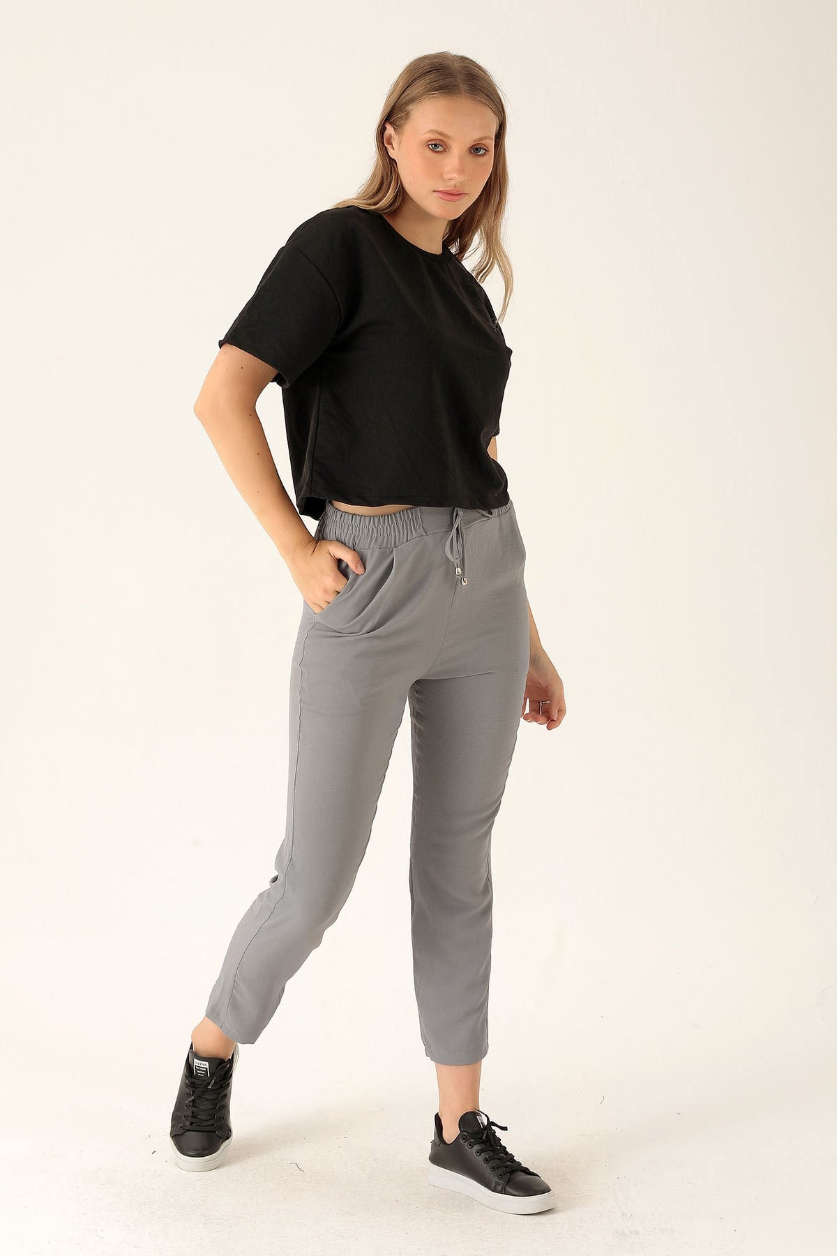 Havuç Bayan Pantolon - 6530A Gri