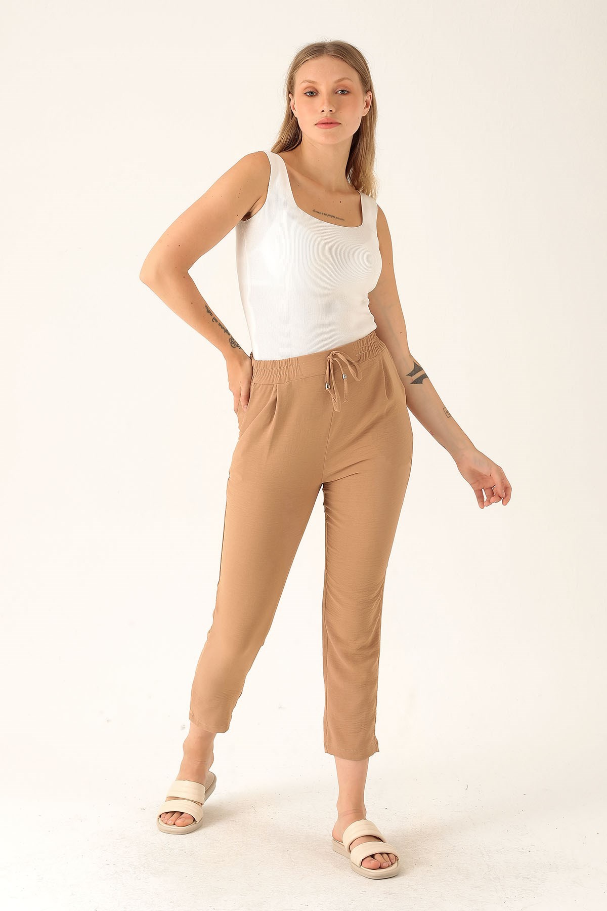 Havuç Bayan Pantolon - 6530A Vizon