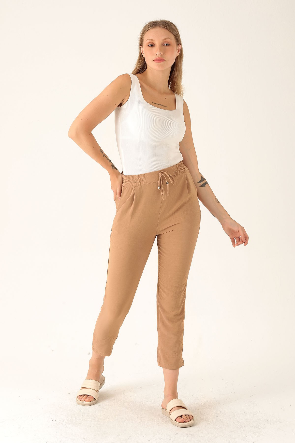 Havuç Bayan Pantolon - 6530A Vizon
