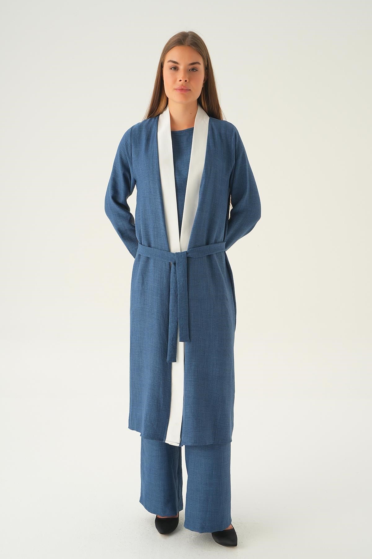 İndigo 3'lü Kimono Takım 4018A