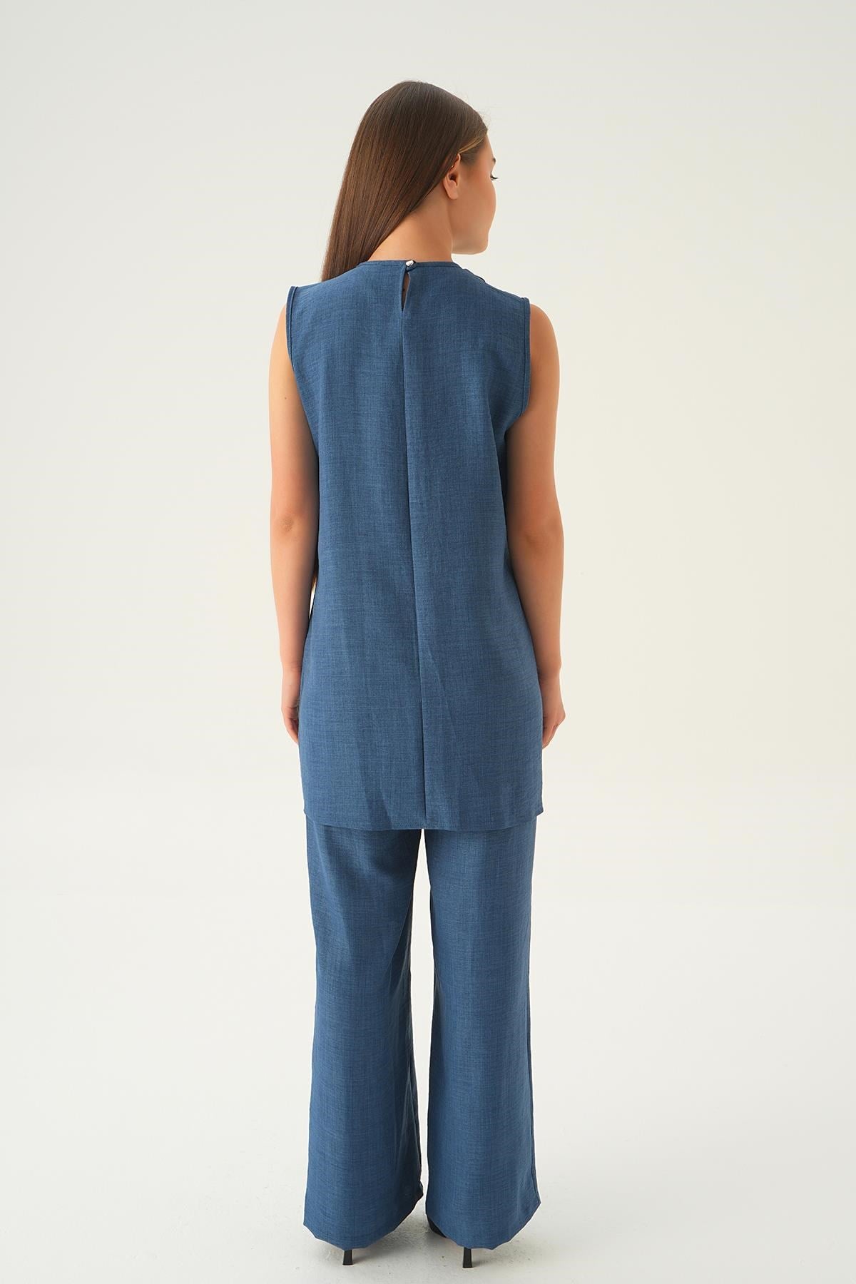 İndigo 3'lü Kimono Takım 4018A