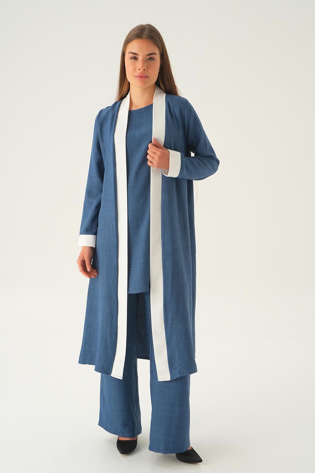 İndigo 3'lü Kimono Takım 4018A