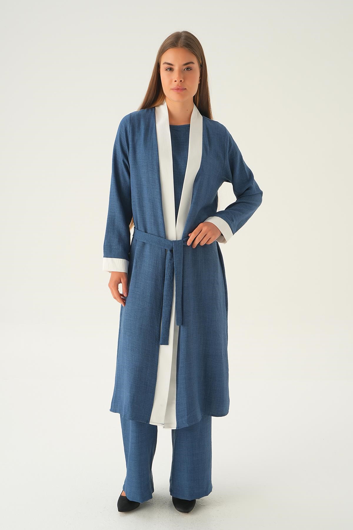 İndigo 3'lü Kimono Takım 4018A