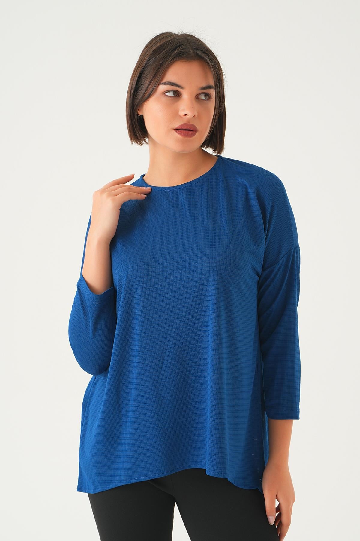 İndigo Arkası Düğmeli Bluz 9027M