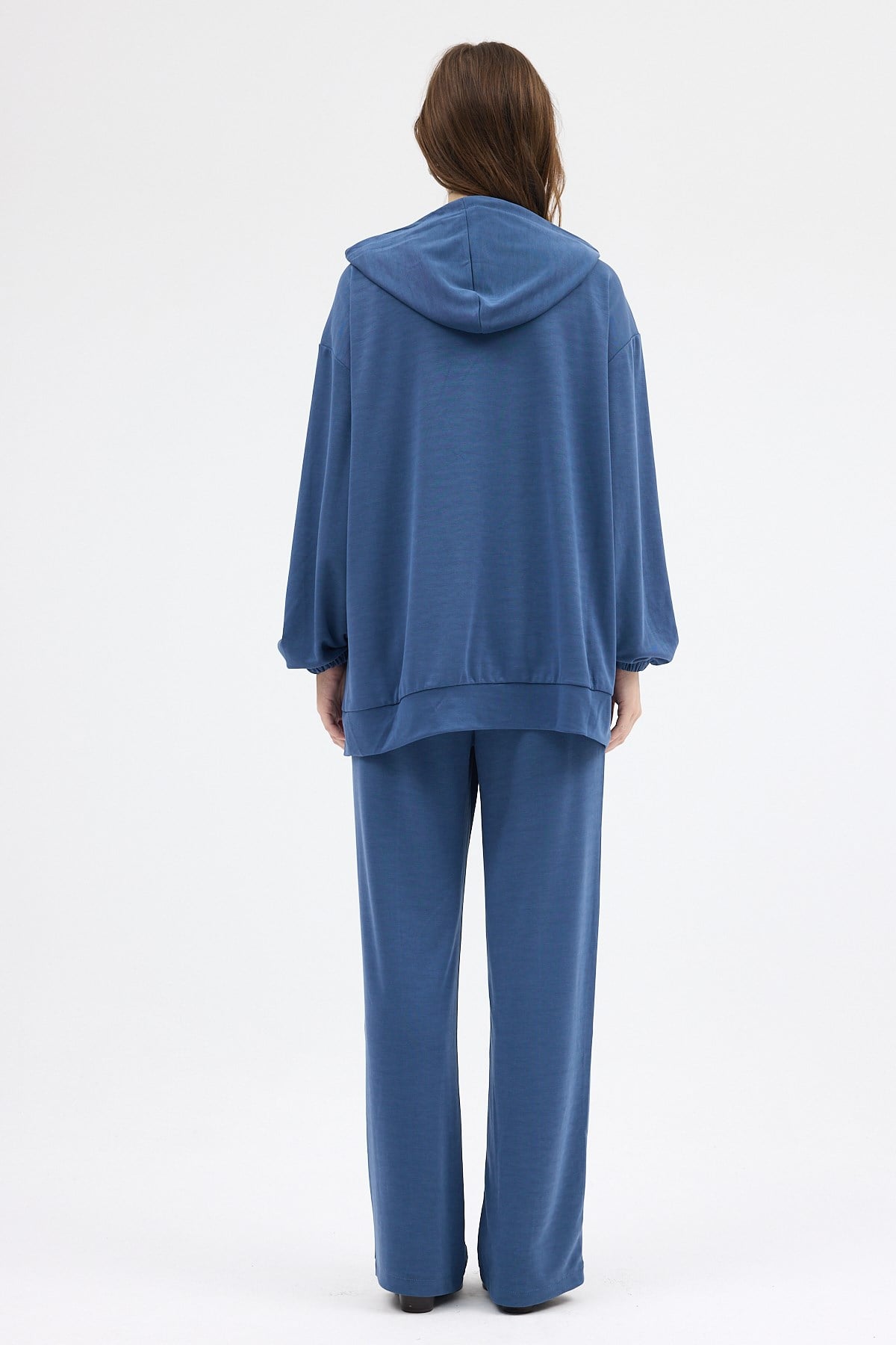 İndigo Cepli Kapüşonlu Tunik Pantolon Takımı 8105A
