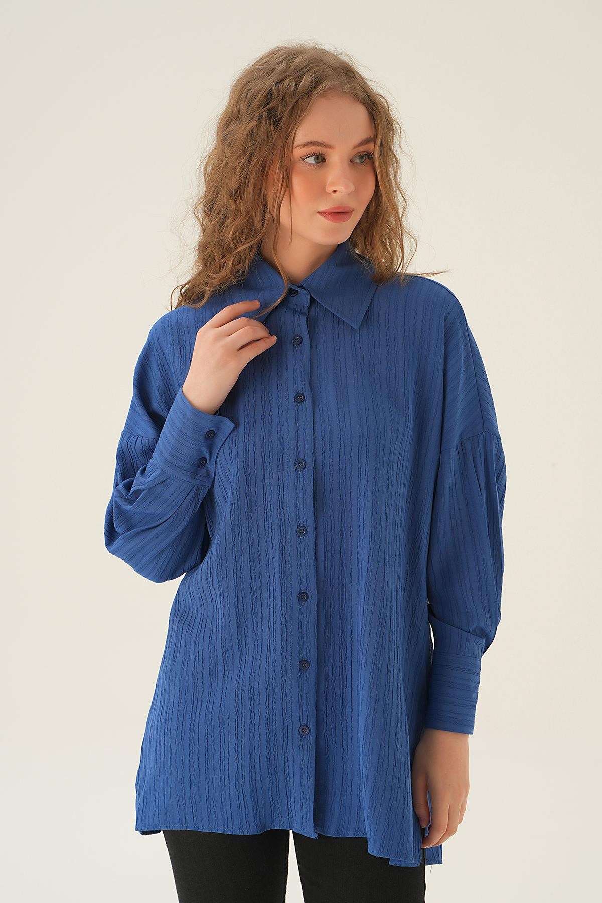 İndigo Oversize Gömlek 6931A