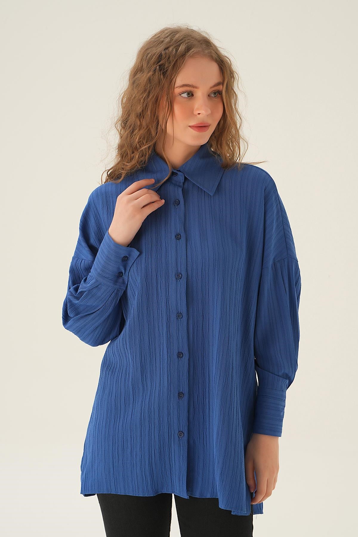 İndigo Oversize Gömlek 6931A