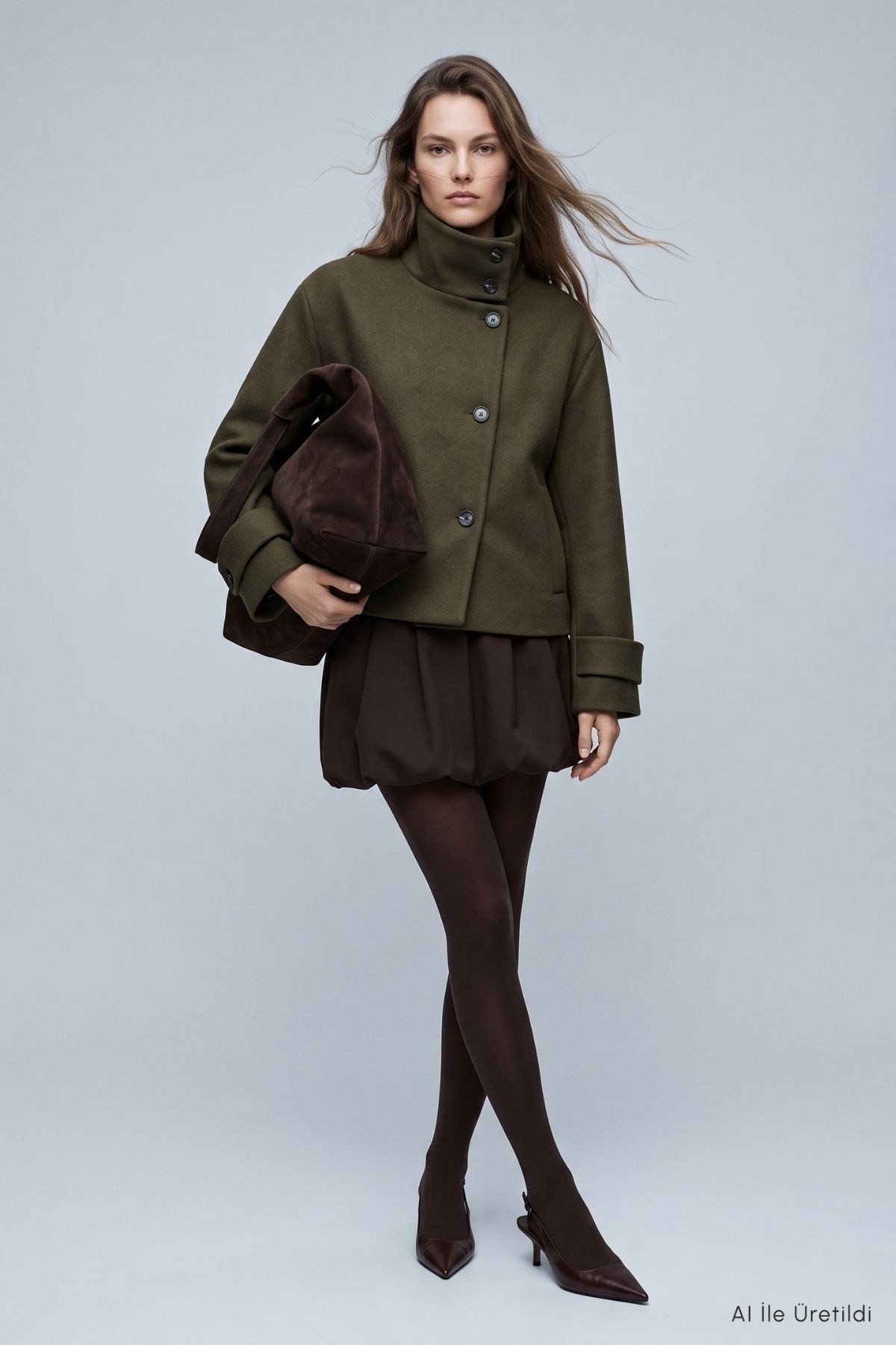 Kadın Dış Giyim-Kadın Kaban-Oversize Kaşe Kaban 2013 Haki-rulem