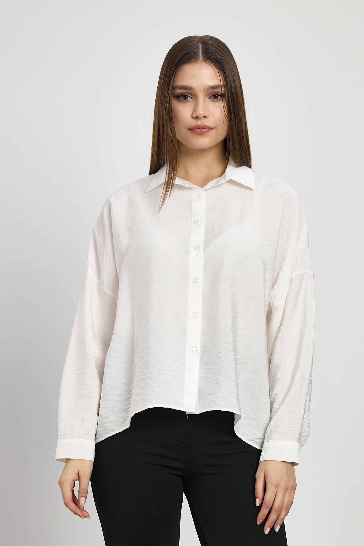 Kadın Gömlek-Oversize Klasik Gömlek 4316A Beyaz -rulem