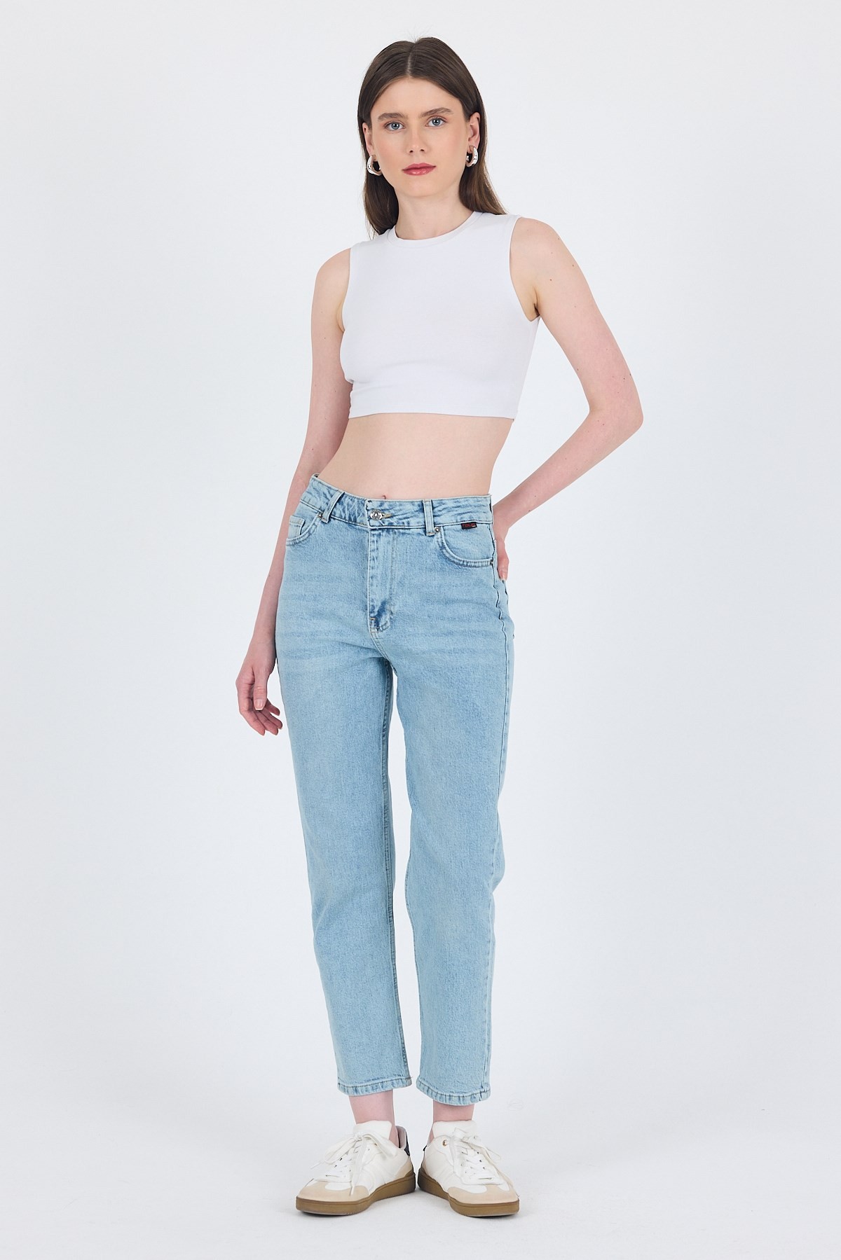 Kadın Jean Pantolon-Buzkar Yüksek Bel Mom Fit Jean Pantolon 1050-rulem