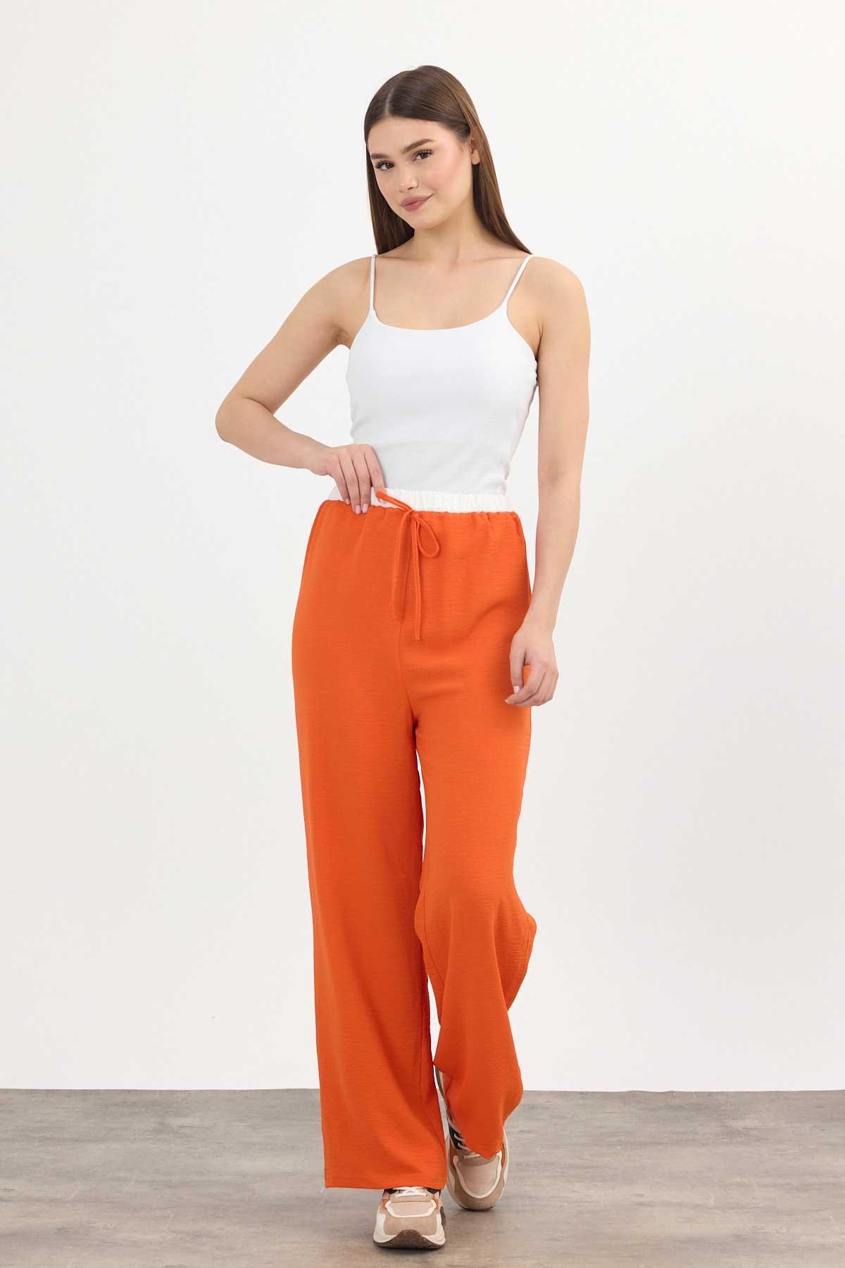 Kadın Pantolon-Bol Paça Pantolon 4327A Koyu Orange -rulem
