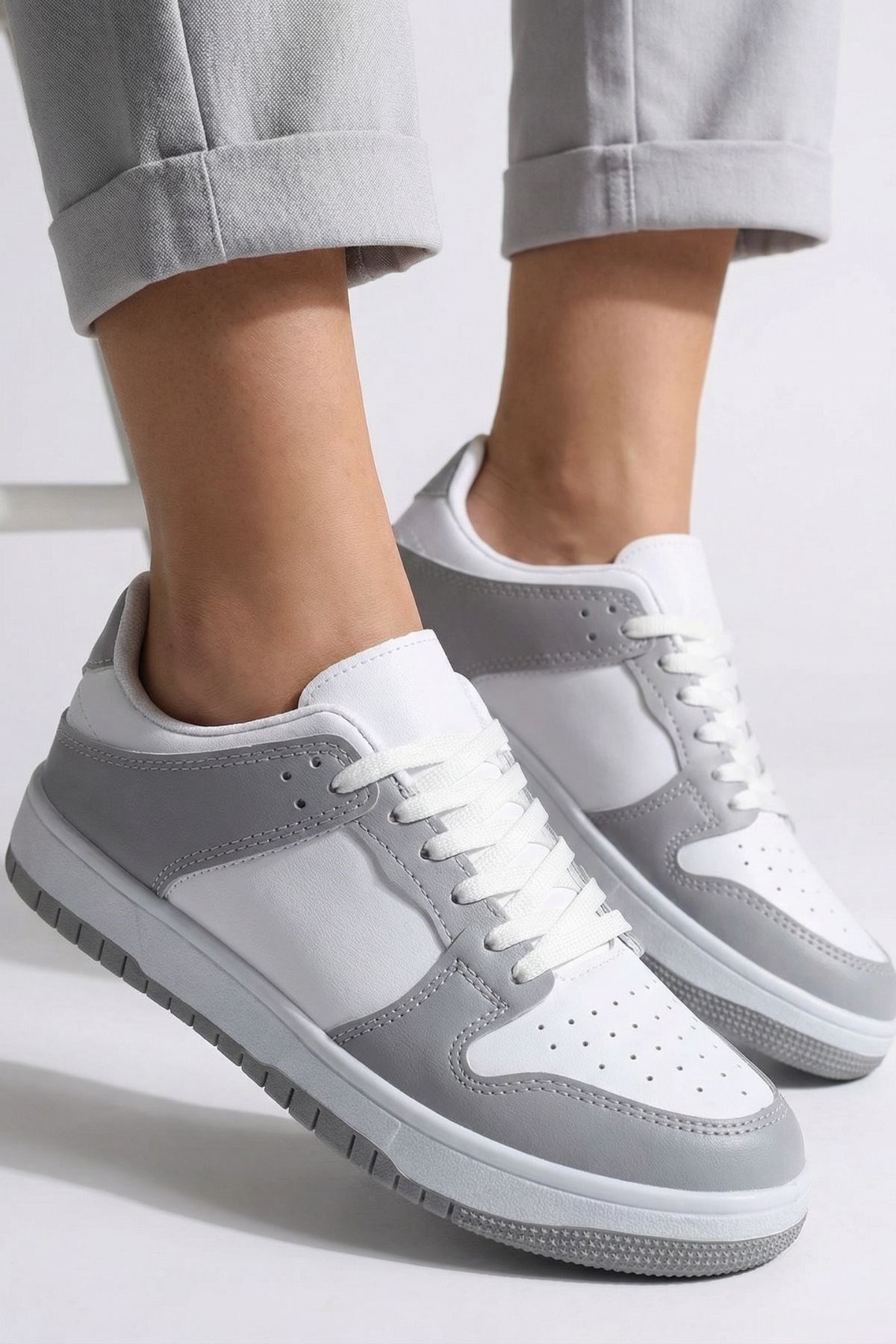 Kadın Spor Ayakkabı-Sneaker-Spor Ayakkabı 8585 Gri -rulem
