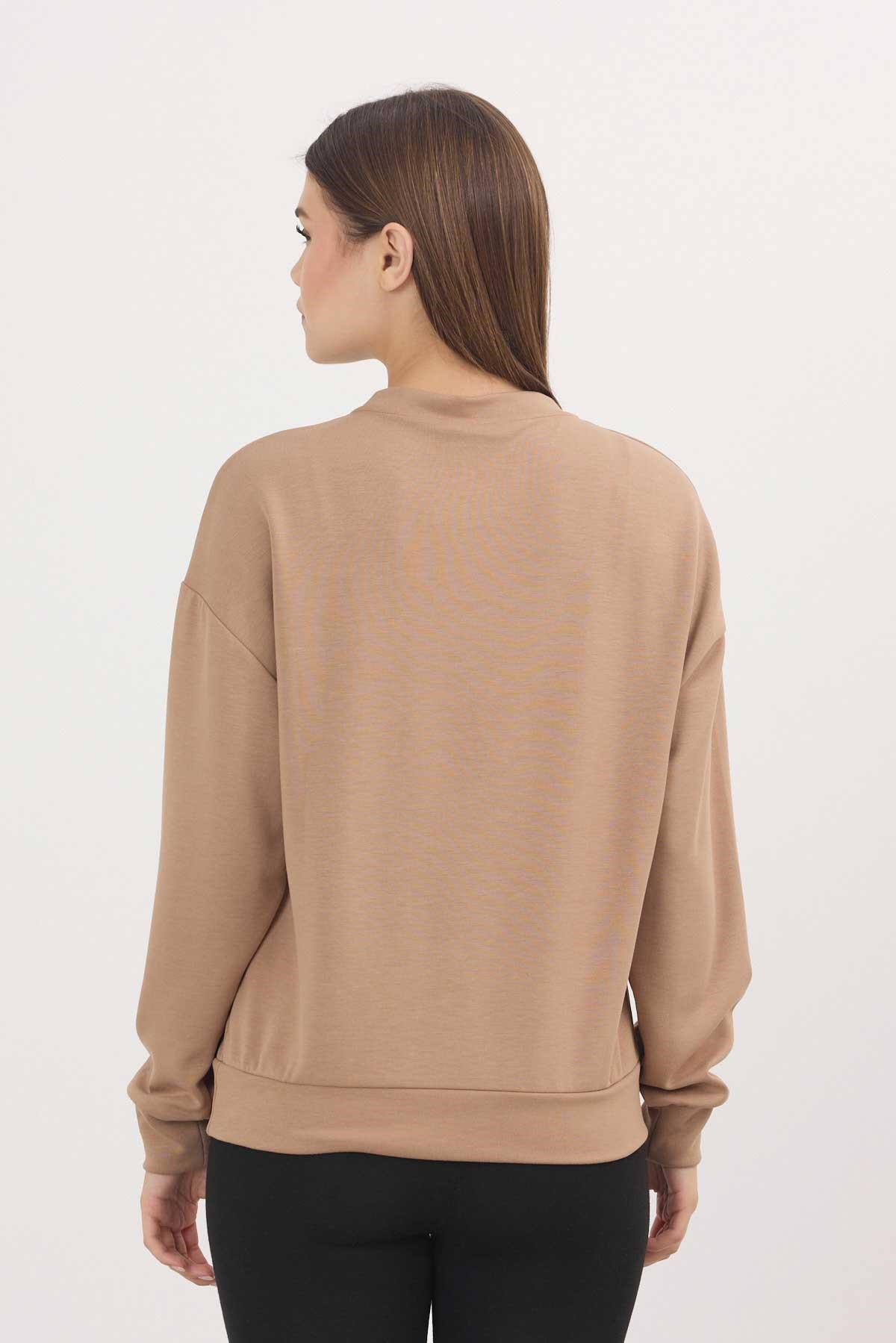 Kadın Sweatshirt-Camel Dreamer Nakış Detay Oysho Sweat 4004-rulem