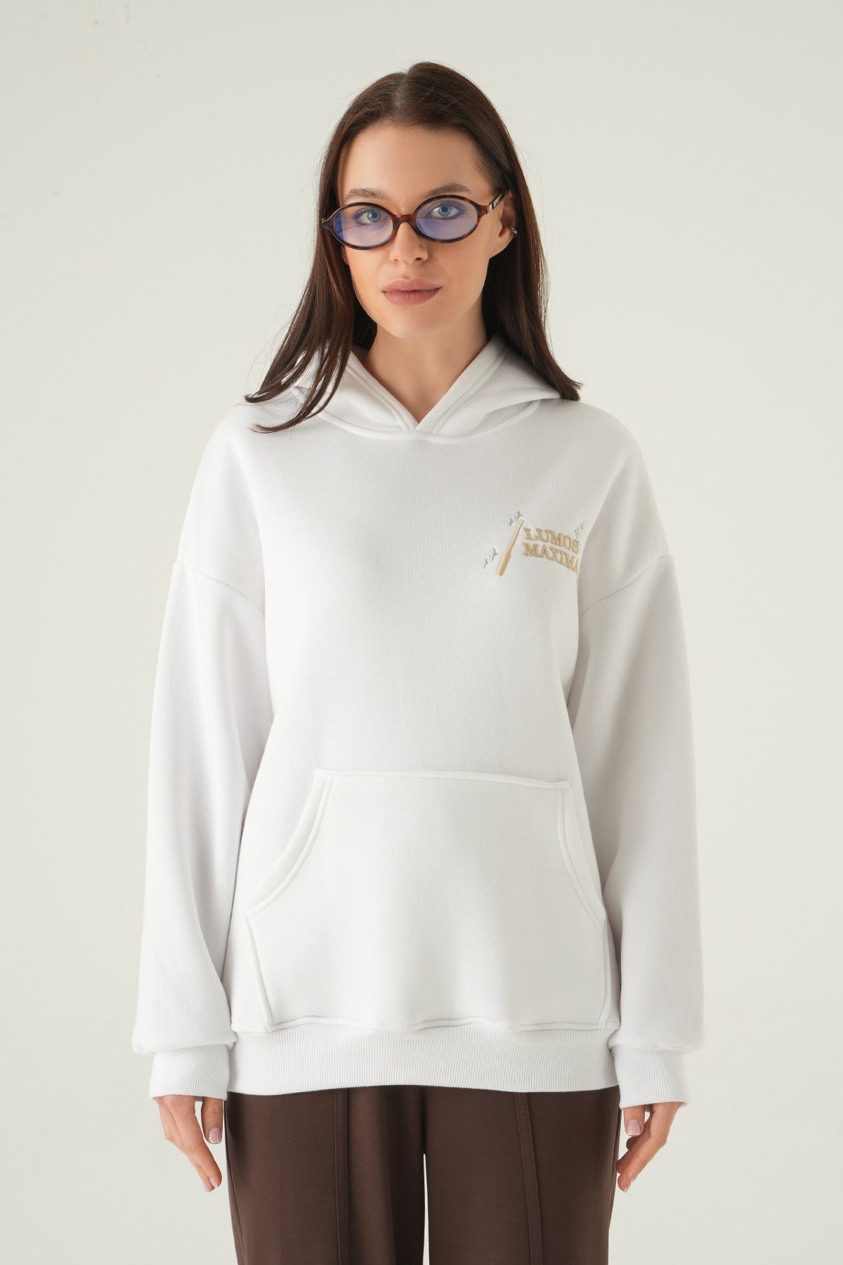 Kadın Sweatshirt-Kapüşonlu Sweat 1203 Ekru -rulem