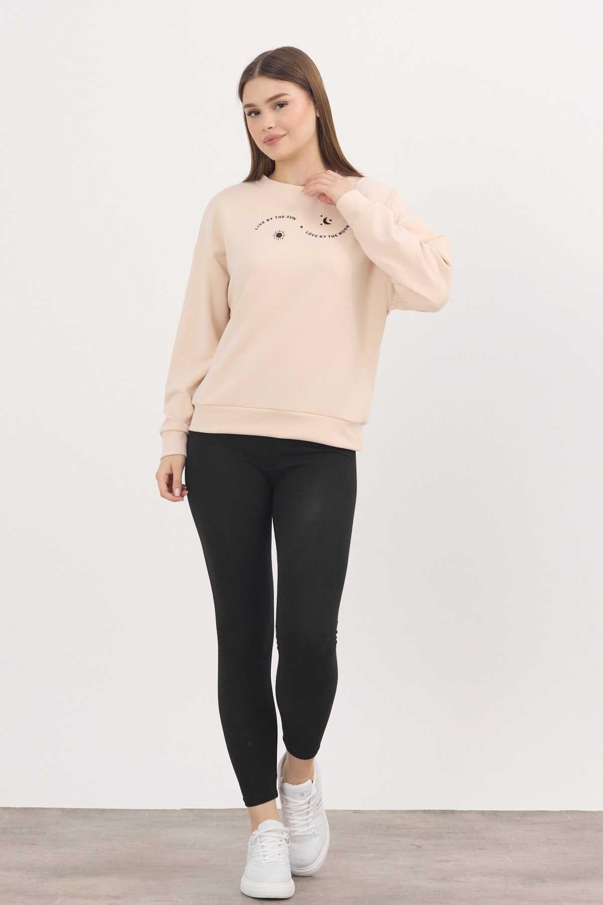 Kadın Sweatshirt-Rays 4003 Baskılı Sweat Taş-rulem