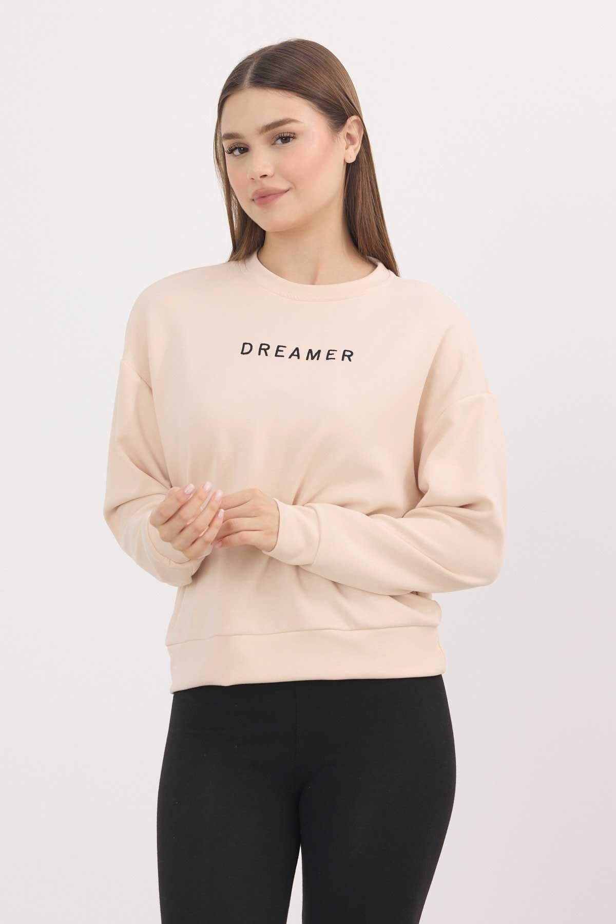 Kadın Sweatshirt-Taş Dreamer Nakış Detay Oysho Sweat 4004-rulem