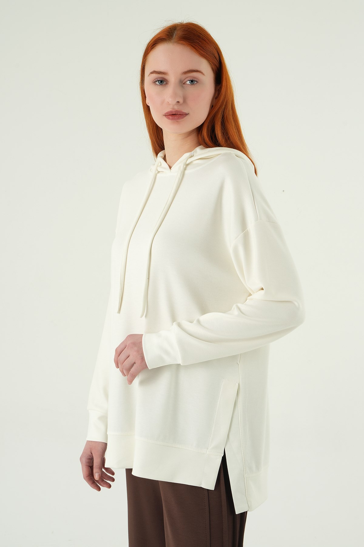 Kadın Tunik-Kapüşonlu Tunik 8309A Ekru -rulem