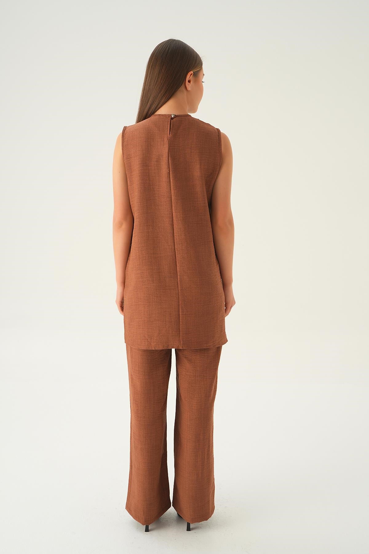 Kahve 3'lü Kimono Takım 4018A