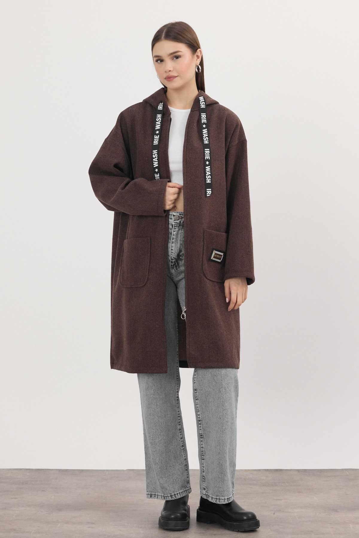 Kahve Astarsız Kaşe Hırka 3049A