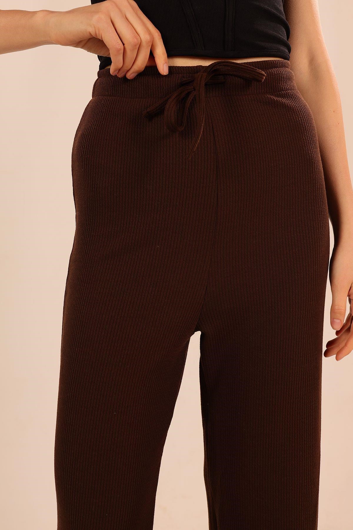 Kahve Bağcıklı Pantolon 6854A
