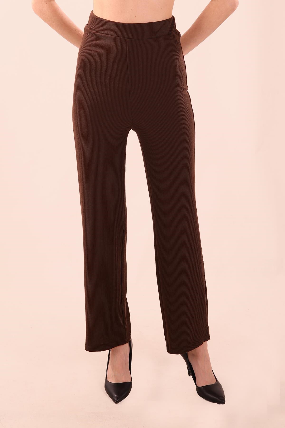 Kahve Bel Lastikli Pantolon 6855A
