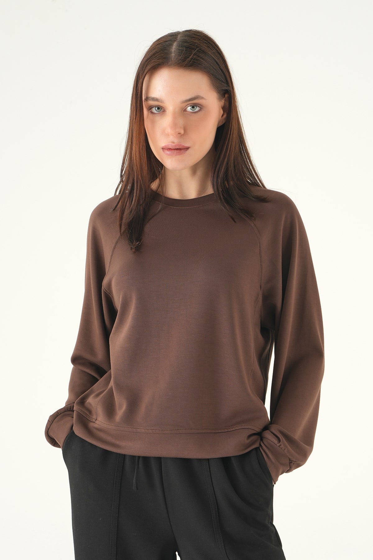 Kahve Bisiklet Yaka Sweat 8277A