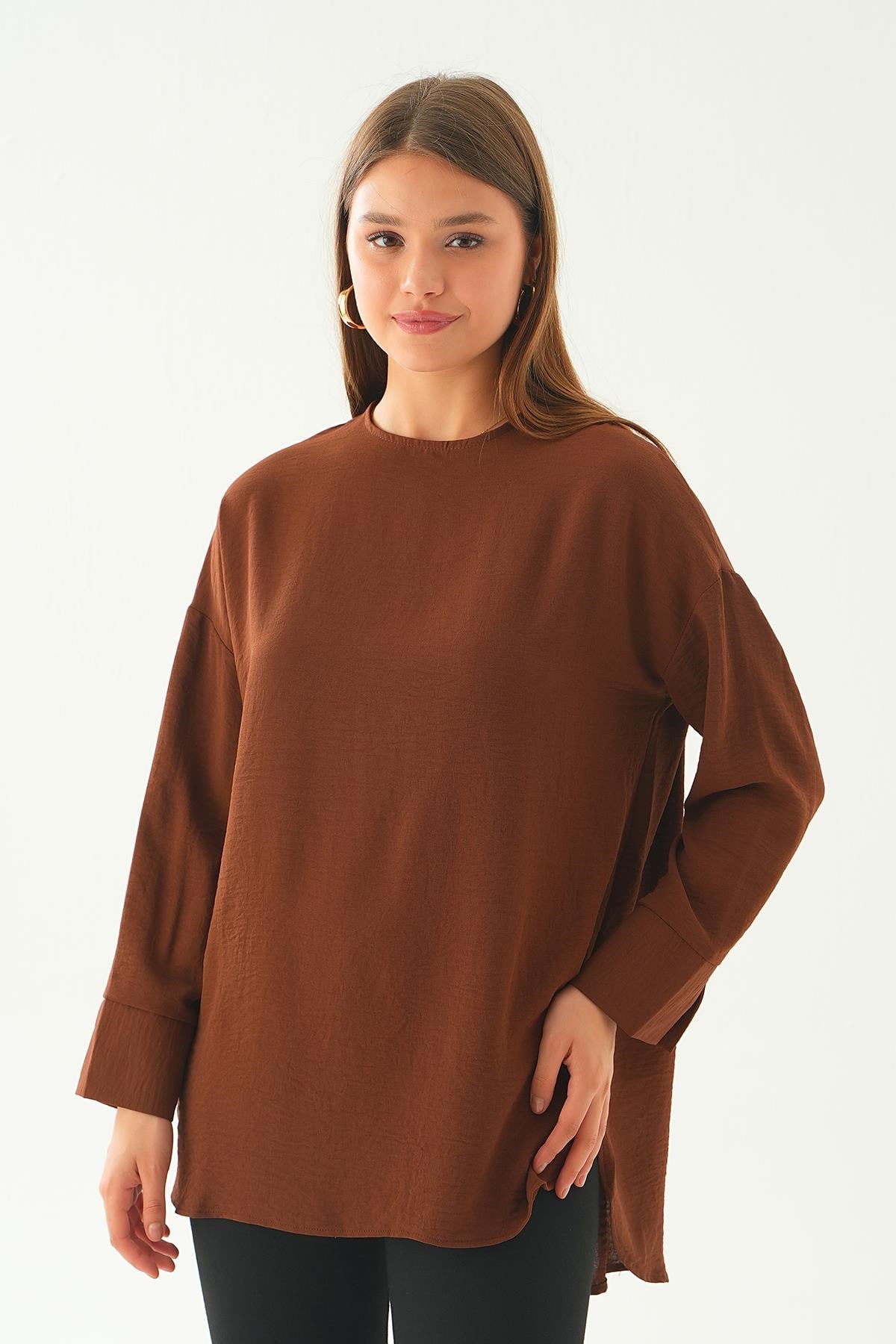 Kahve Bisiklet Yaka Tunik 6808A
