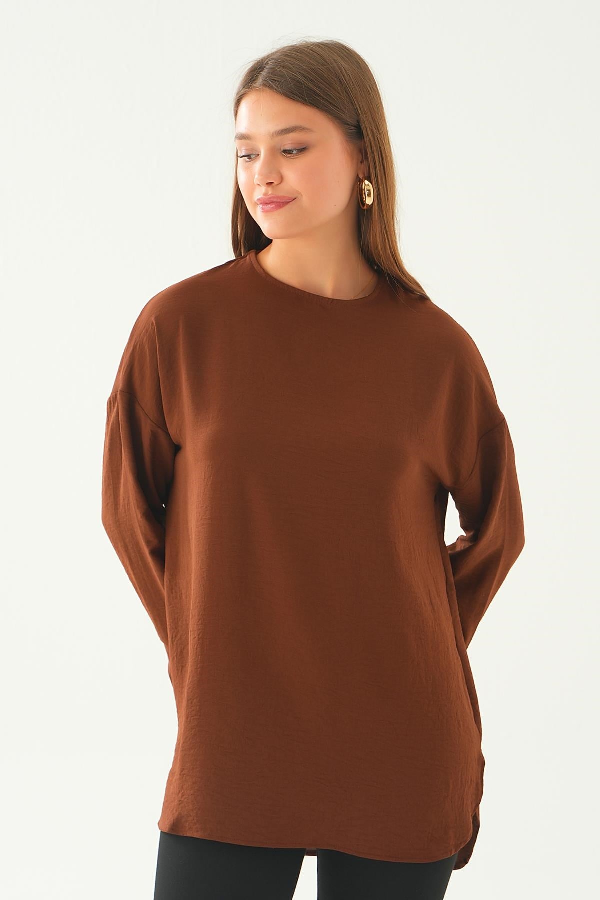 Kahve Bisiklet Yaka Tunik 6808A