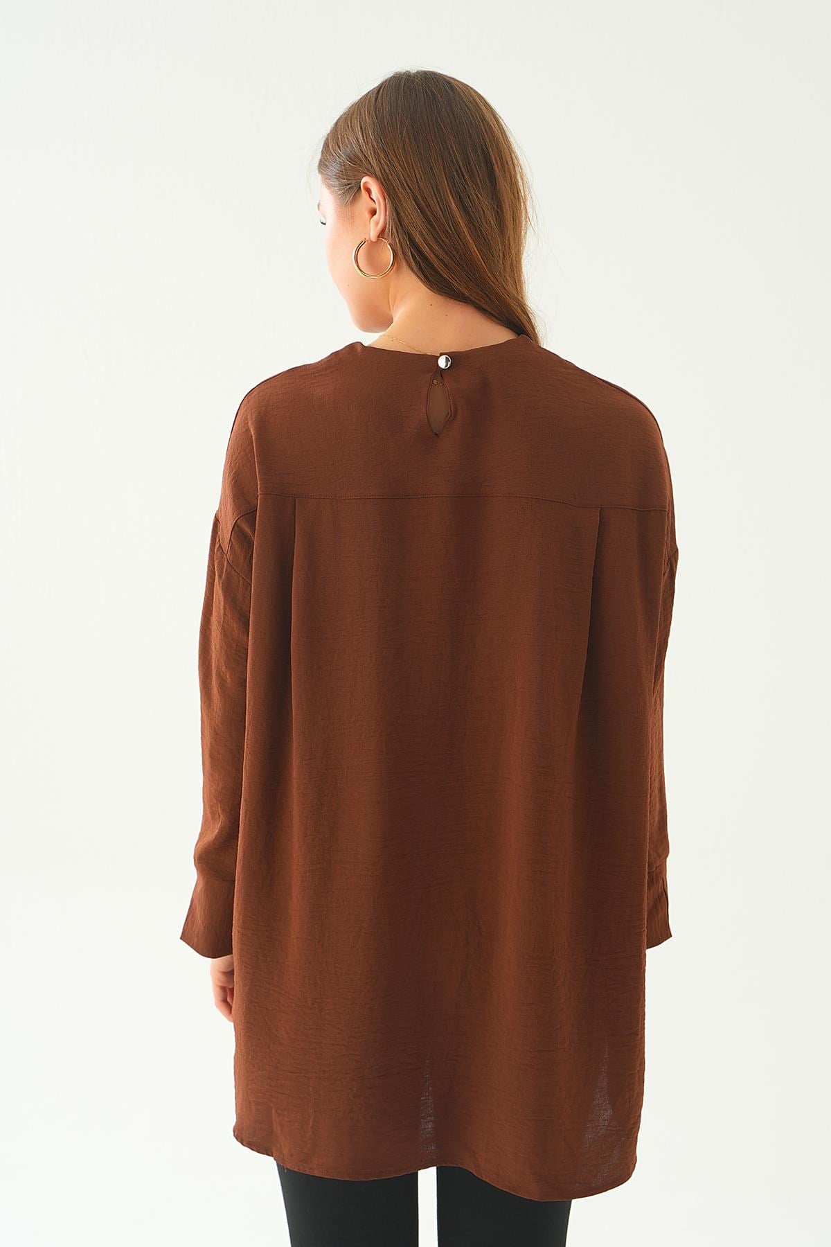 Kahve Bisiklet Yaka Tunik 6808A