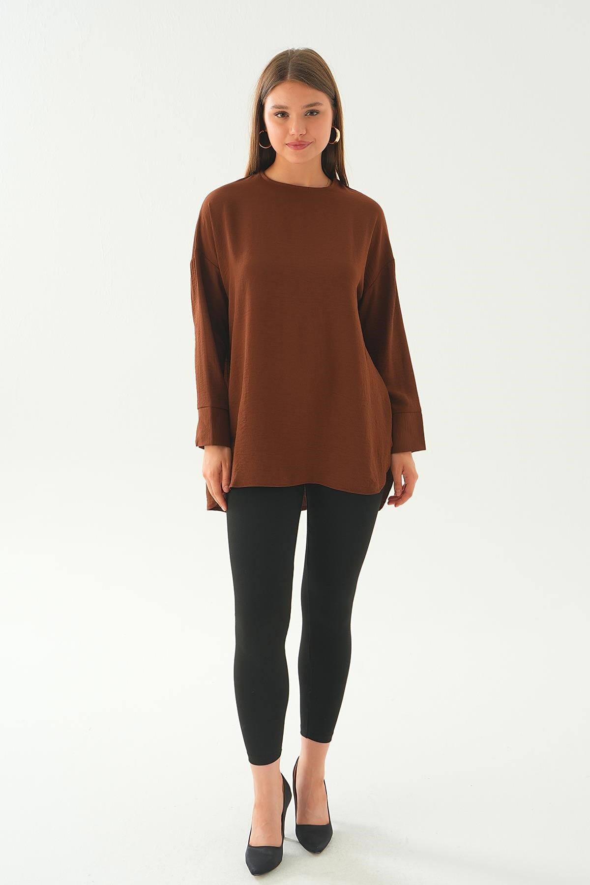 Kahve Bisiklet Yaka Tunik 6808A