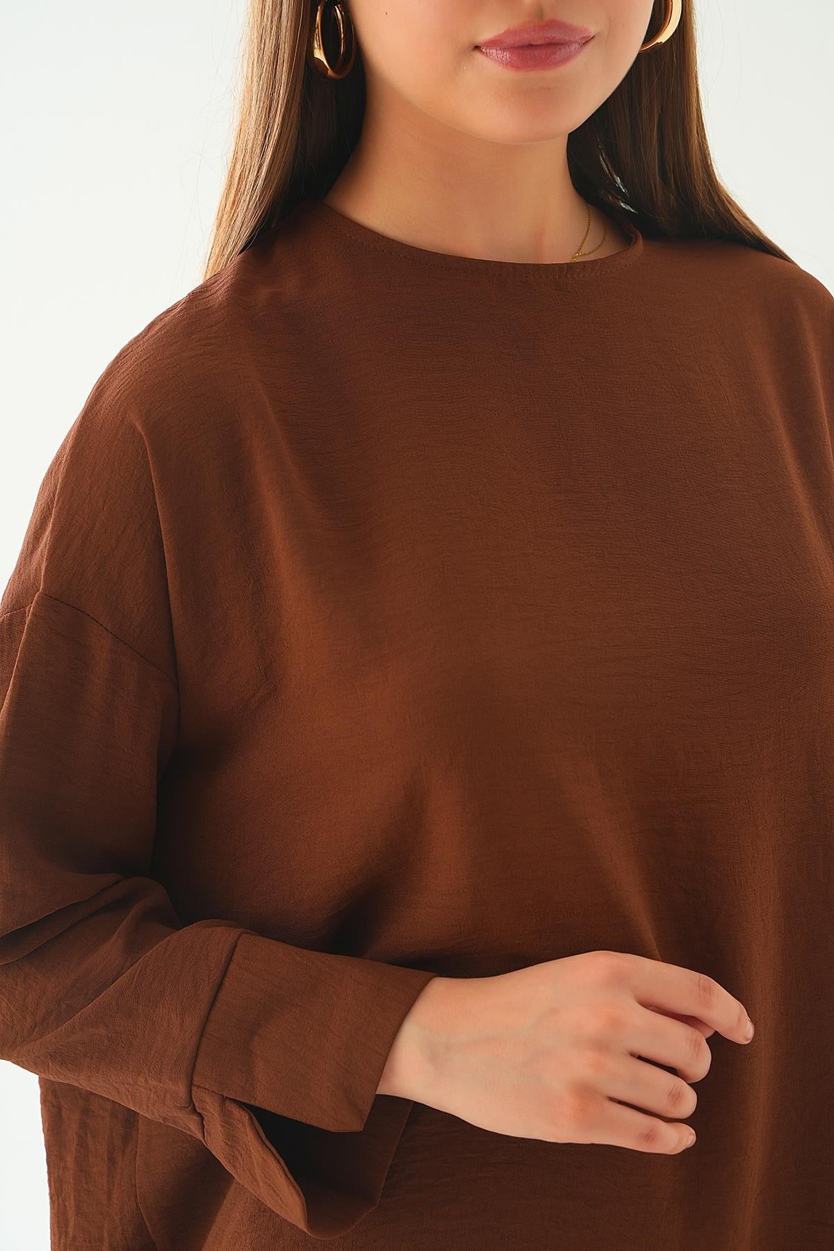 Kahve Bisiklet Yaka Tunik 6808A
