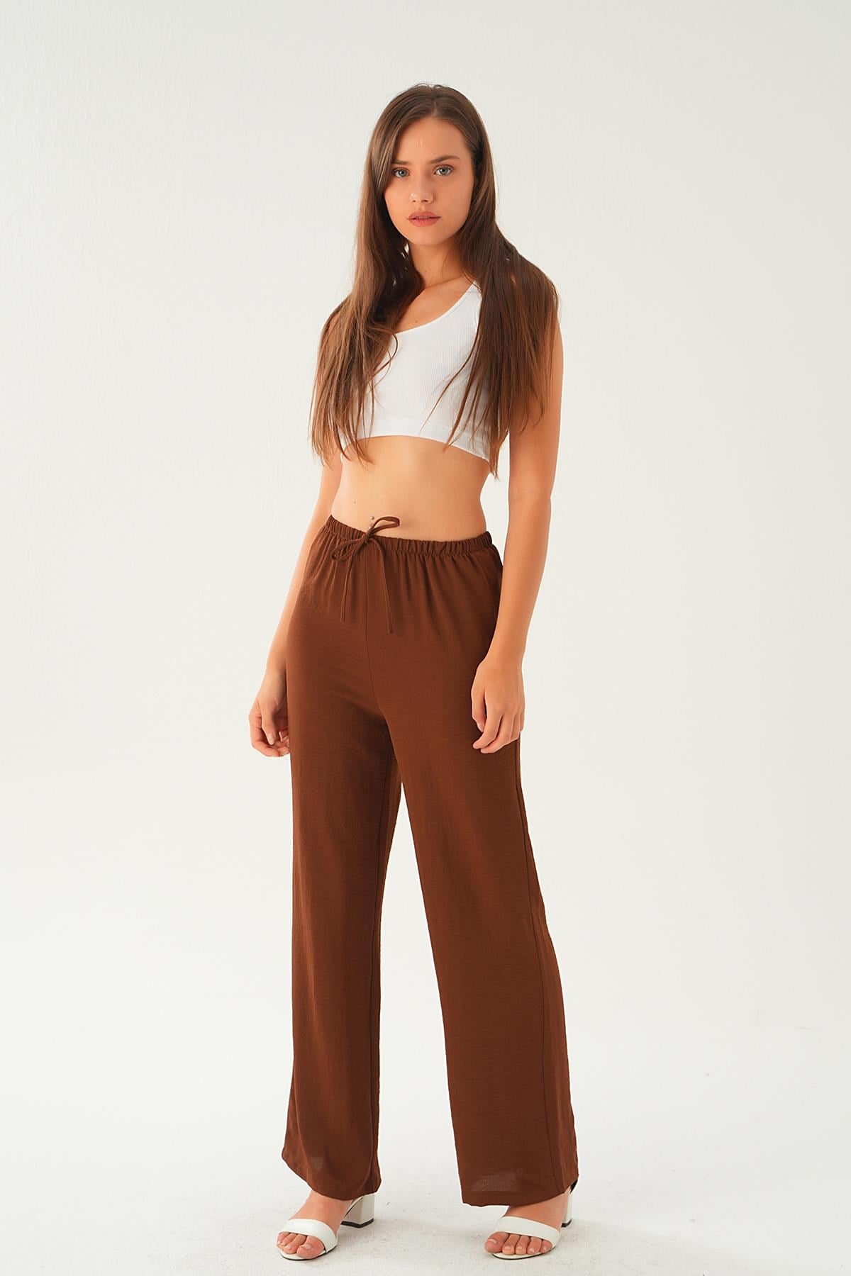 Kahve Bol Paça Pantolon 4284A