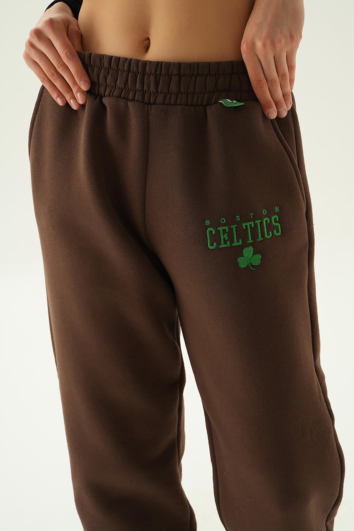 Kahve Celtics Nakış Detay Eşofman 2859