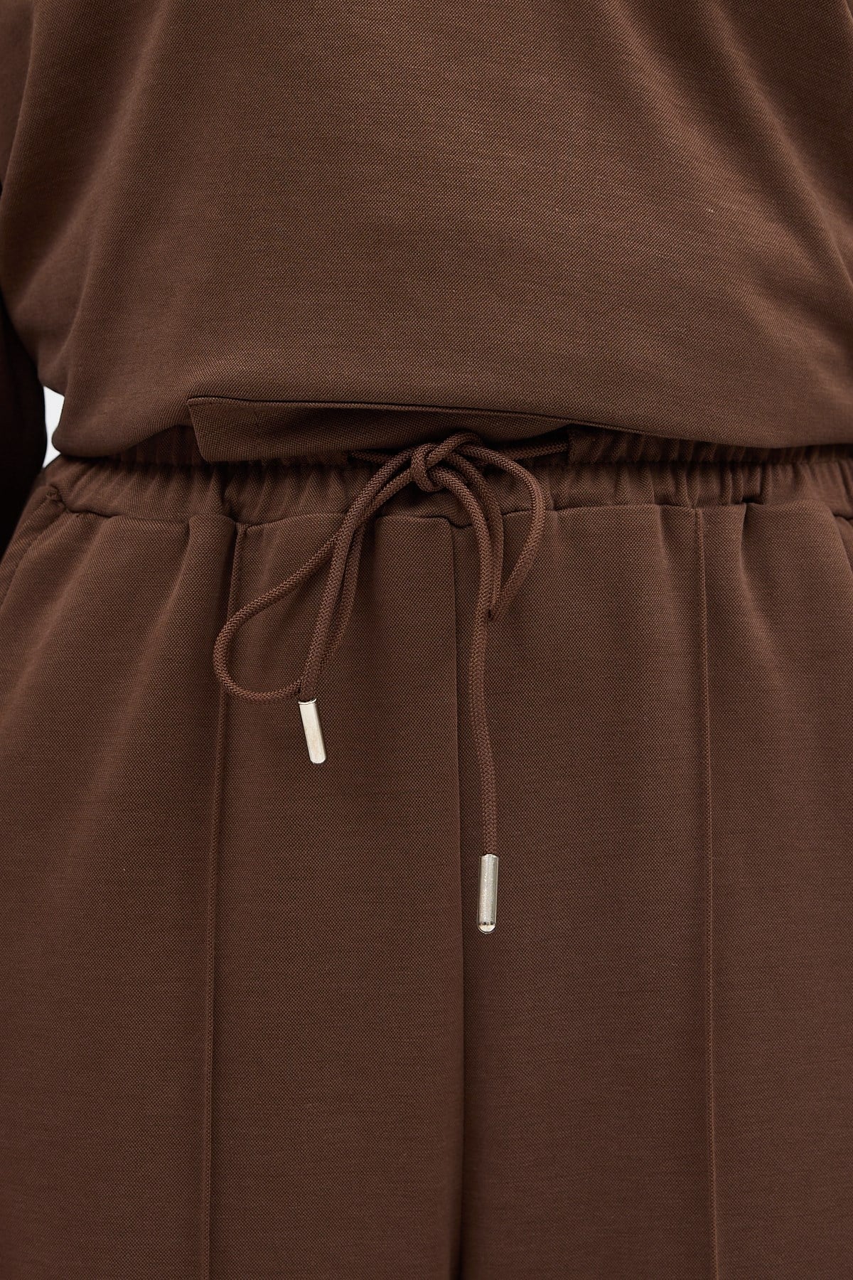 Kahve Cepli Kapüşonlu Tunik Pantolon Takımı 8105A