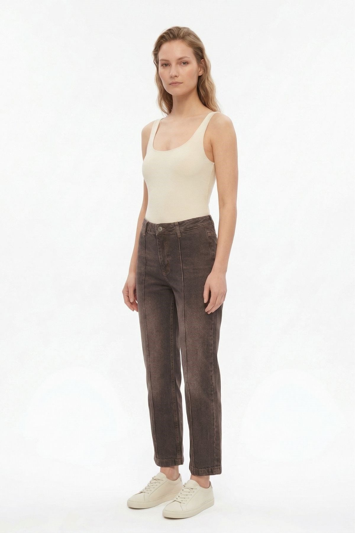 Kahve Çımalı Yıkamalı Jean 1302