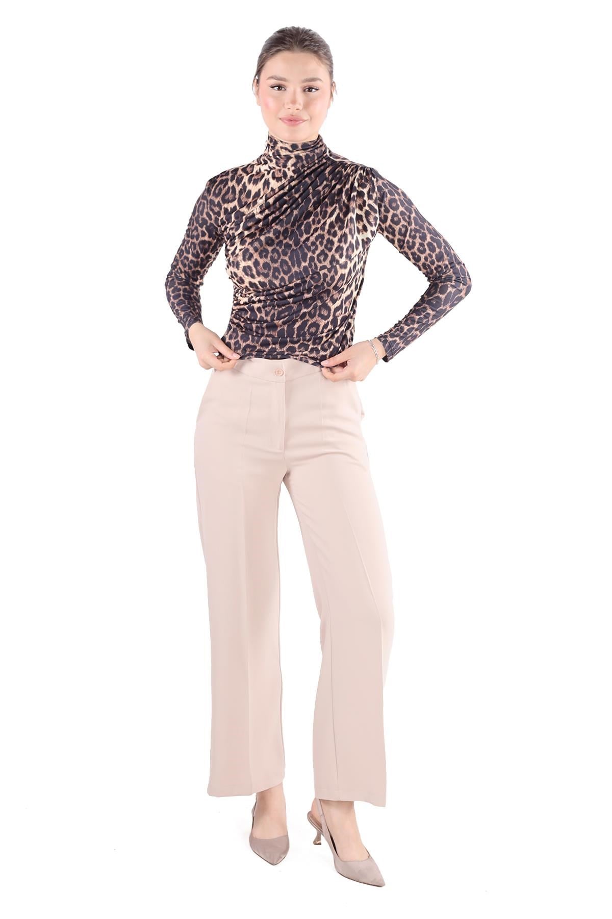 Kahve Desenli Bluz 358-1