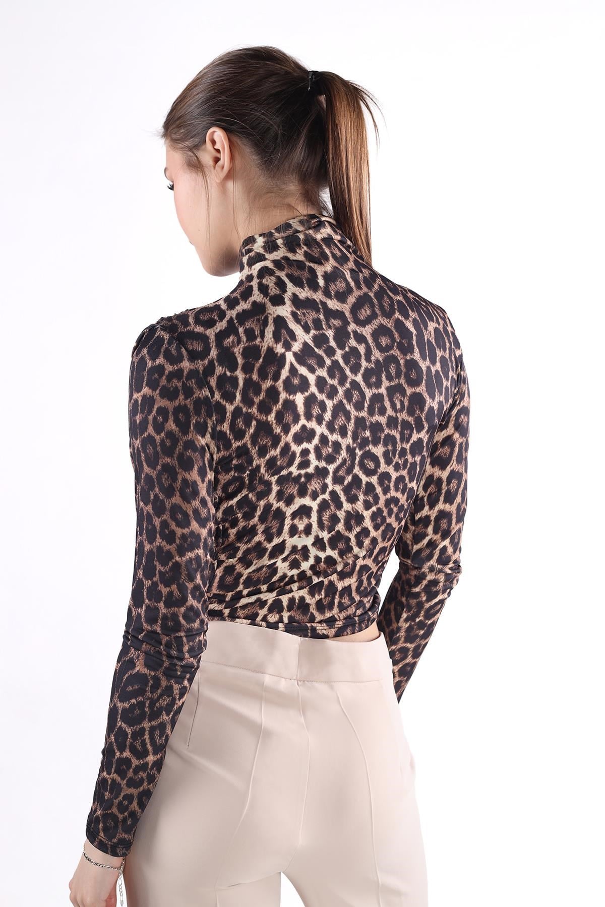 Kahve Desenli Bluz 358-1