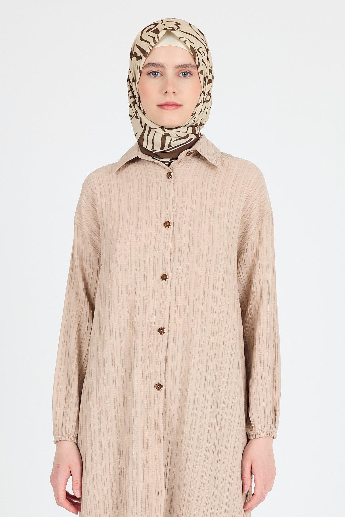 Kahve Desenli Eşarp 5694