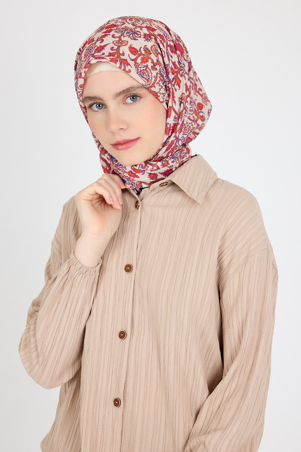Kahve Desenli Eşarp 5695